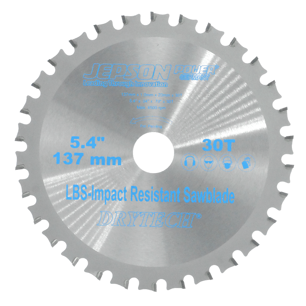 Hoja de sierra con punta de carburo Drytech® de 5 3/8'' LBS resistente a impactos ø 137 mm / 30T para acero (pared delgada)