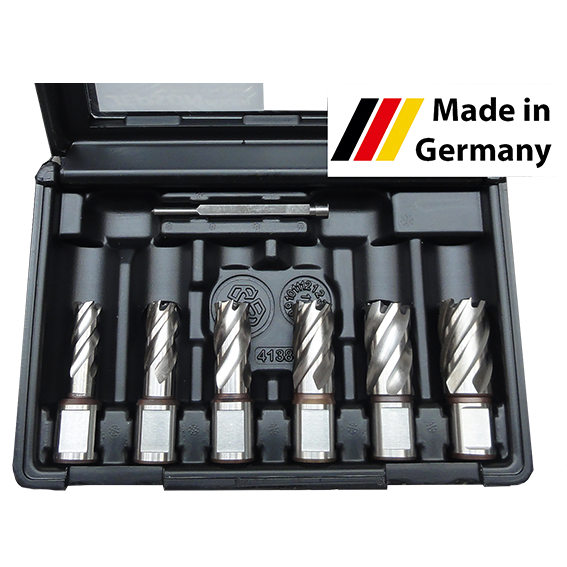 Core drill set HSS-Co 30 mm x Ø 12, 14, 16, 18, 20, 22 mm + pilote pin