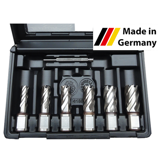 [490145] Core drill set HSS-Co 30 mm x Ø 12, 14, 16, 18, 20, 22 mm + pilote pin